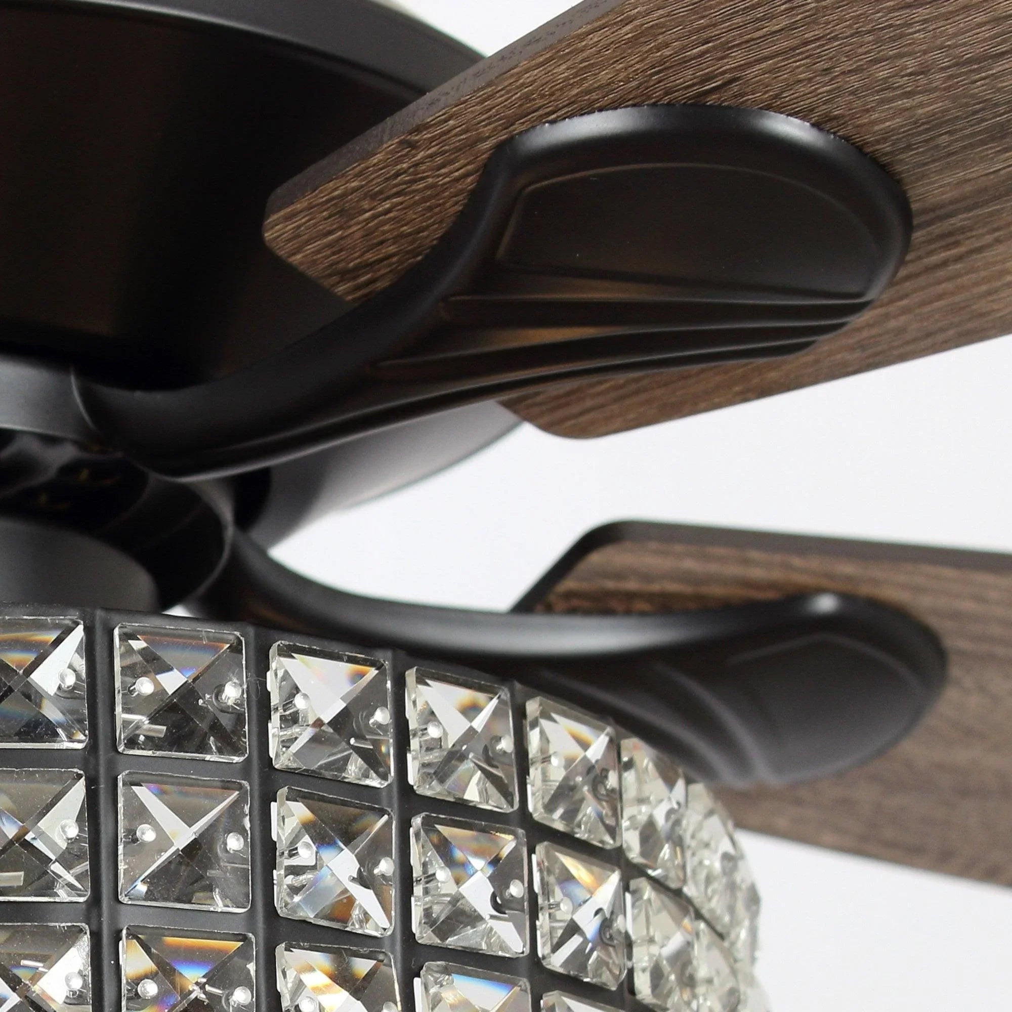 52" Howell Modern Downrod Mount Reversible Crystal Ceiling Fan with Lighting and Remote Control - ParrotUncle