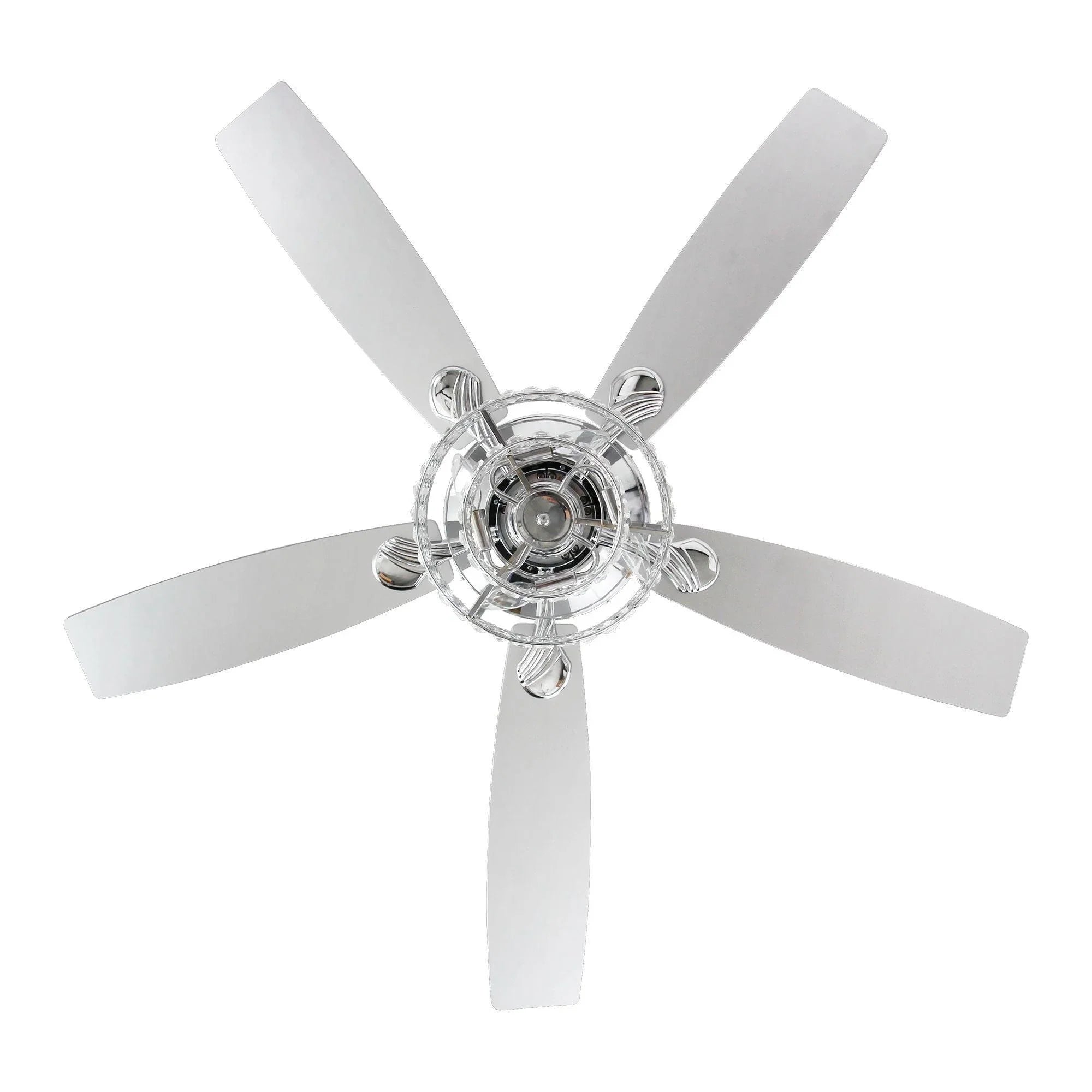 52" Howell Modern Downrod Mount Reversible Crystal Ceiling Fan with Lighting and Remote Control - ParrotUncle