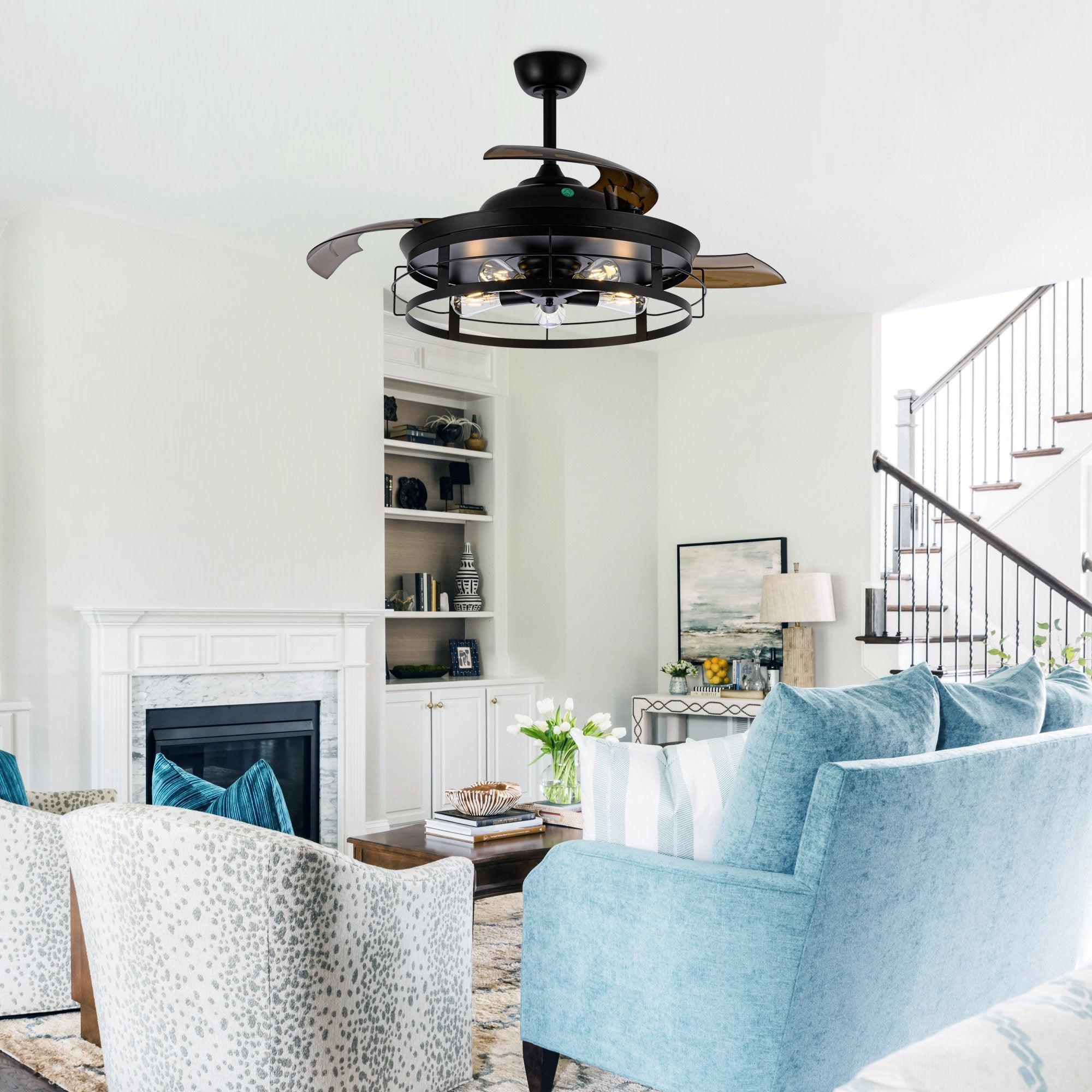 52" Jamshedpur Industrial Downrod Mount Ceiling Fan with Lighting and Remote Control - ParrotUncle