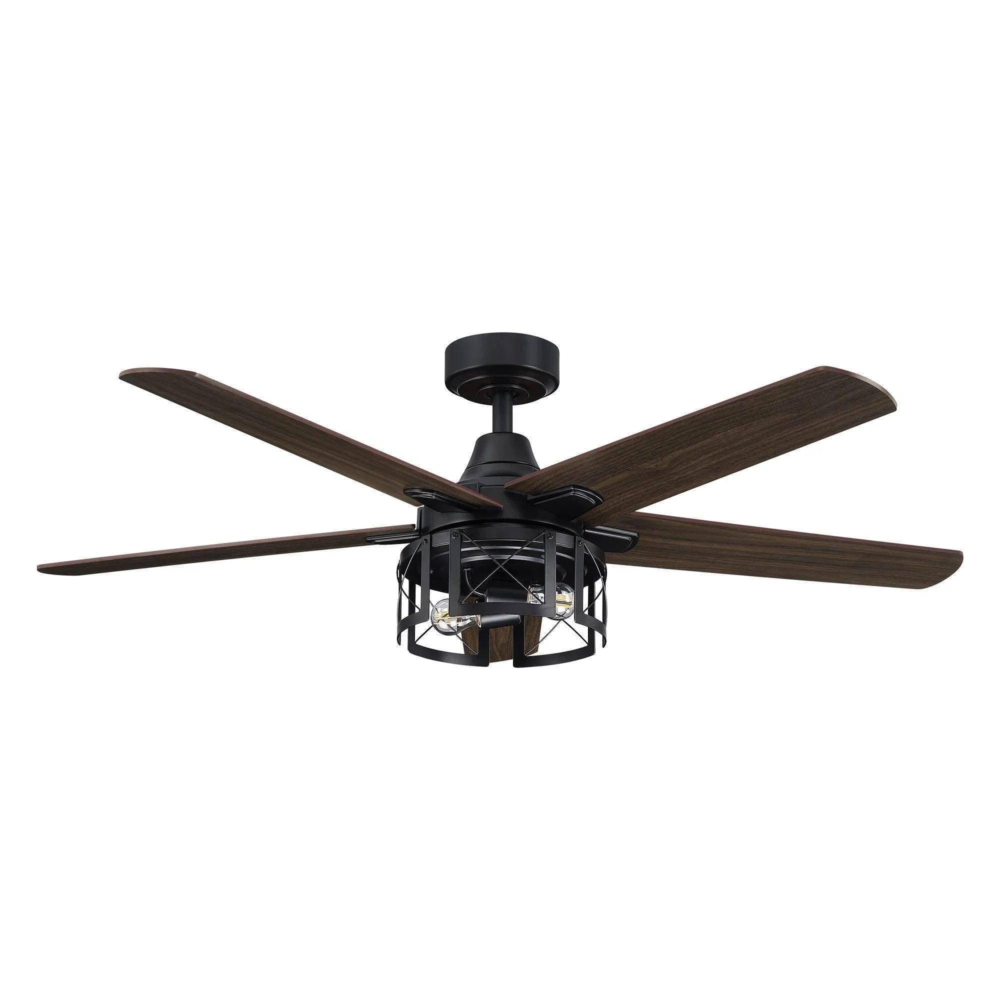 52" Kolkata Industrial Downrod Mount Reversible Ceiling Fan with Lighting and Remote Control - ParrotUncle