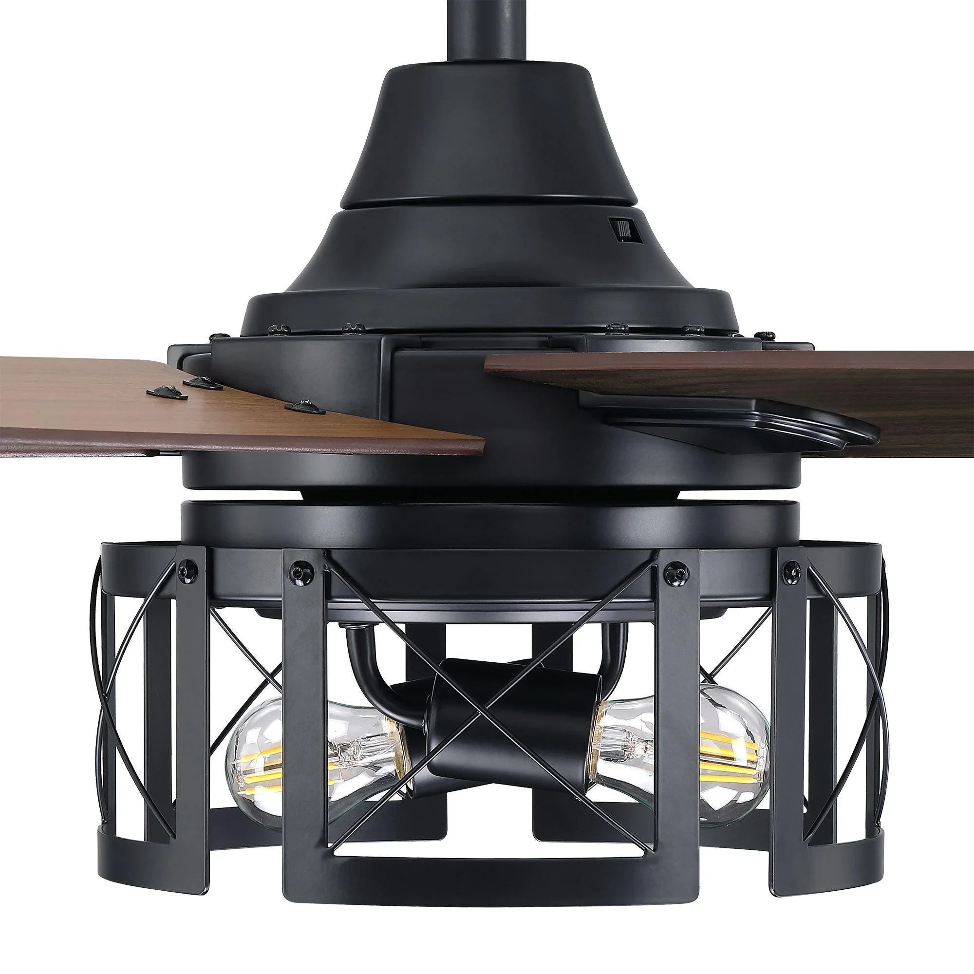 52" Kolkata Industrial Downrod Mount Reversible Ceiling Fan with Lighting and Remote Control - ParrotUncle