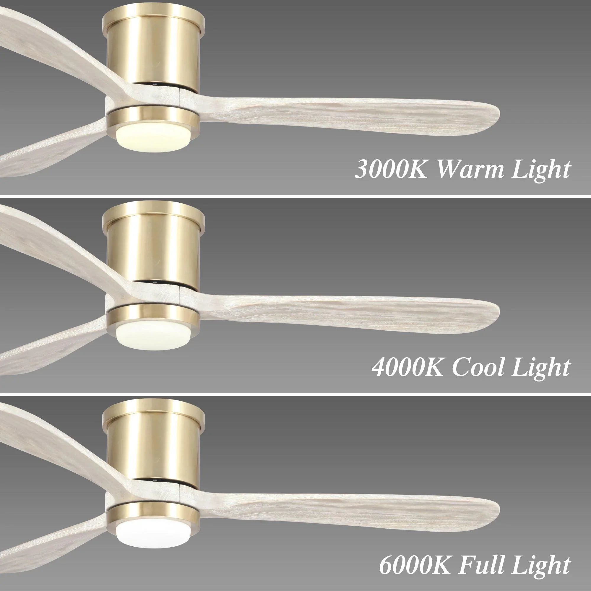 52" Mayna Modern Flush Mount Reversible Ceiling Fan with LED Lighting and Remote Control - ParrotUncle