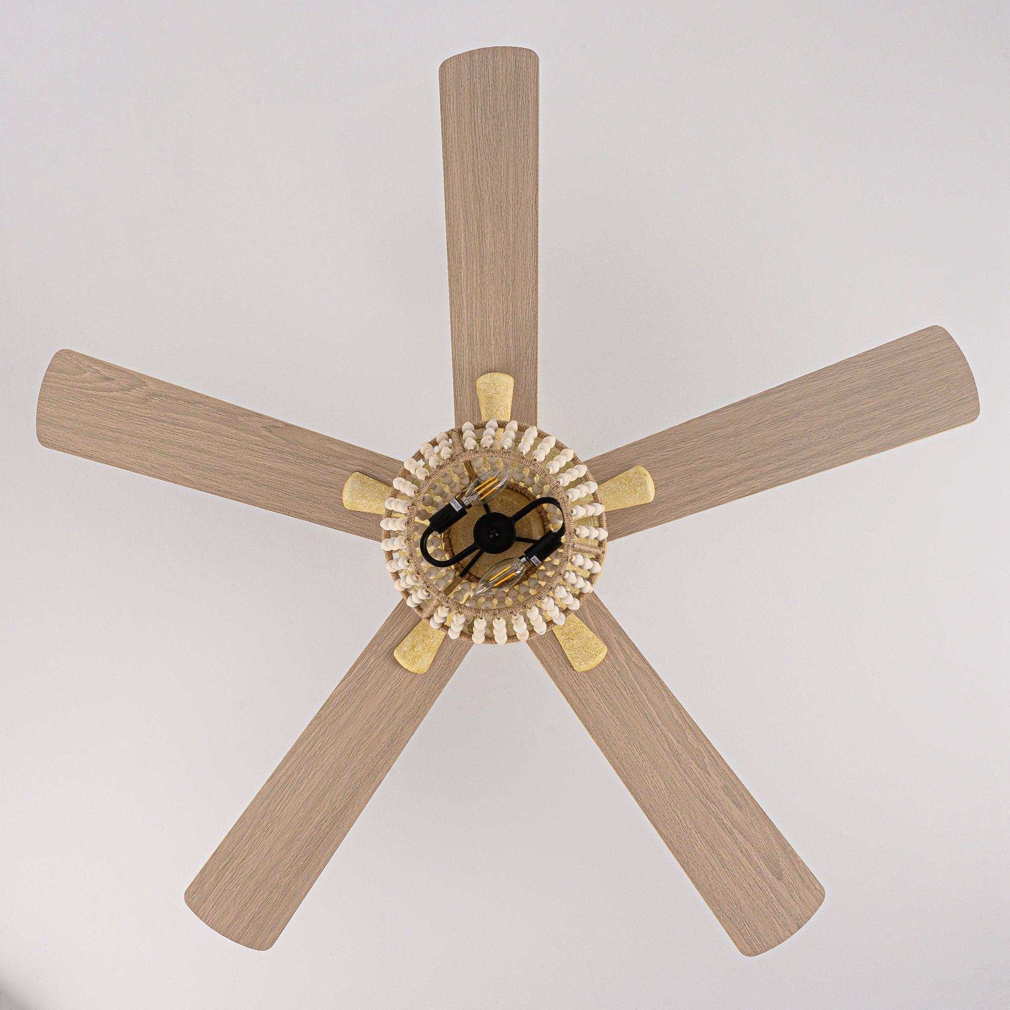 52" Pune Farmhouse Downrod Mount Reversible Ceiling Fan with Lighting and Remote Control - ParrotUncle