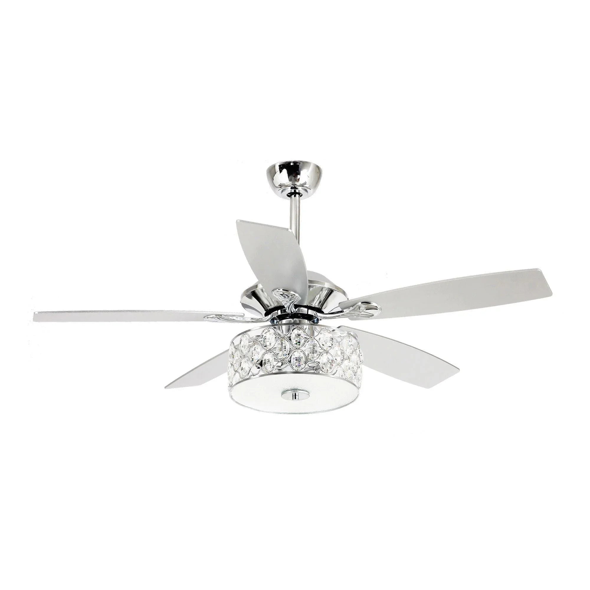 52" Tibuh Modern Downrod Mount Reversible Crystal Ceiling Fan with Lighting and Remote Control - ParrotUncle