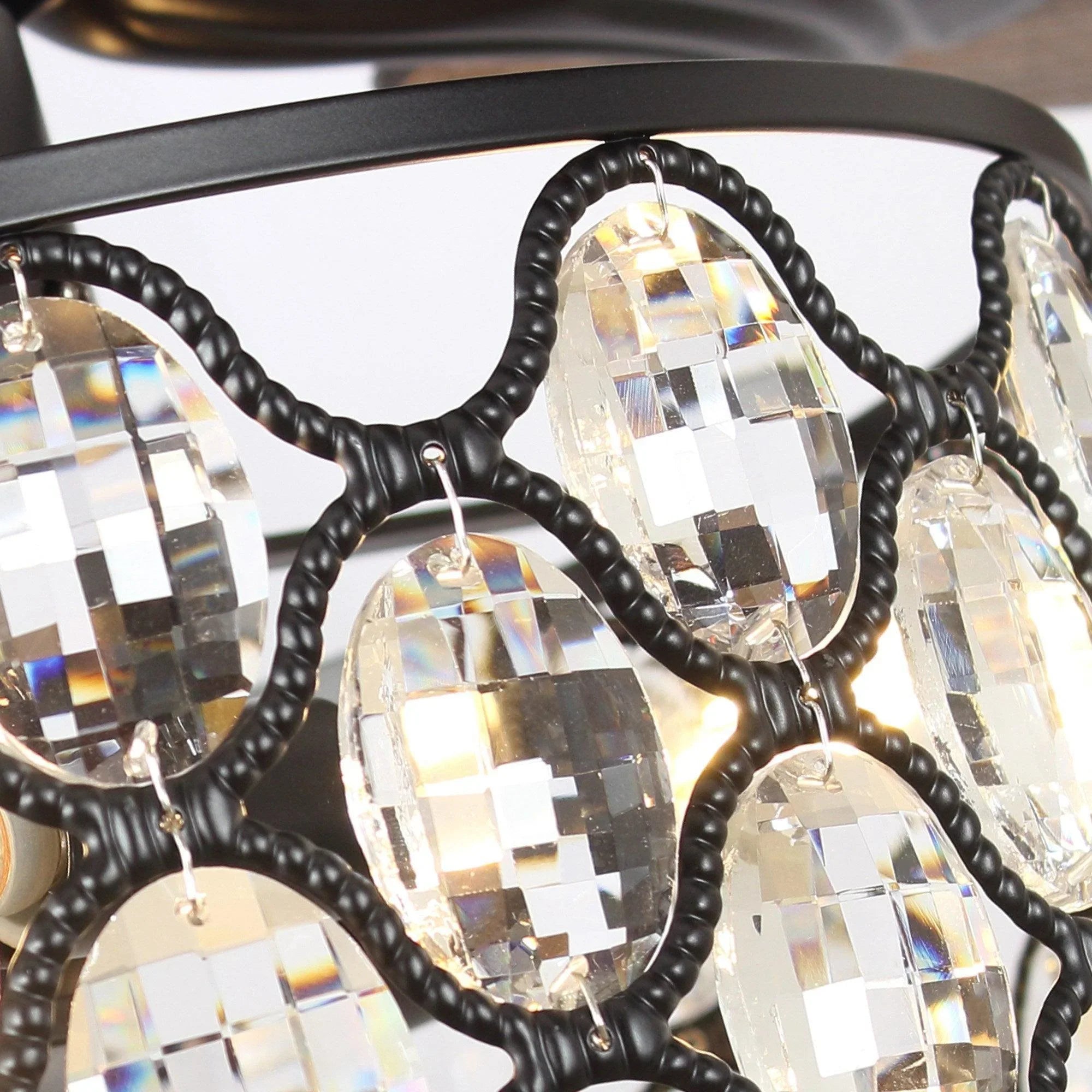 52" Tibuh Modern Downrod Mount Reversible Crystal Ceiling Fan with Lighting and Remote Control - ParrotUncle