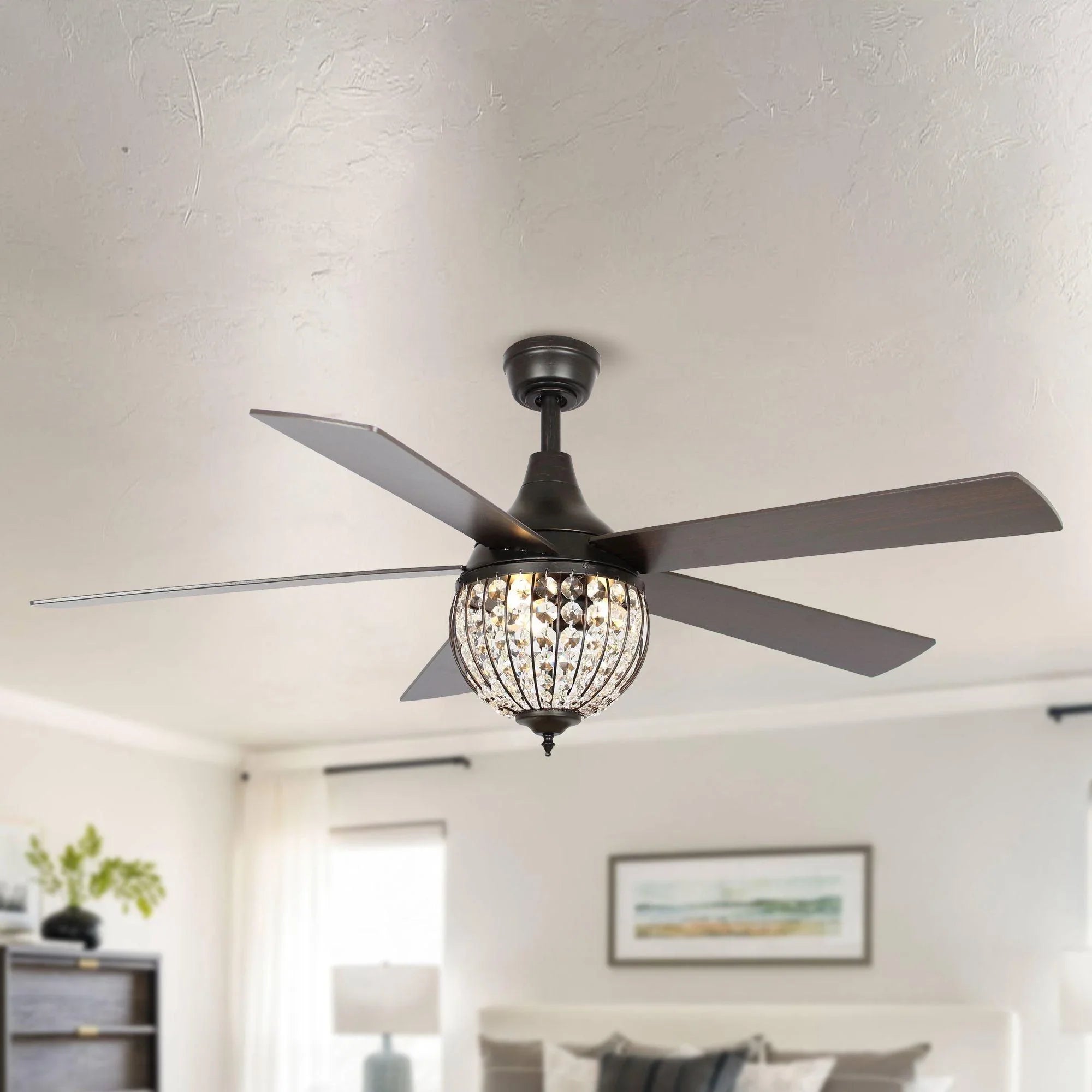 52" Varanasi Farmhouse Downrod Mount Ceiling Fan with Lighting and Remote Control - ParrotUncle