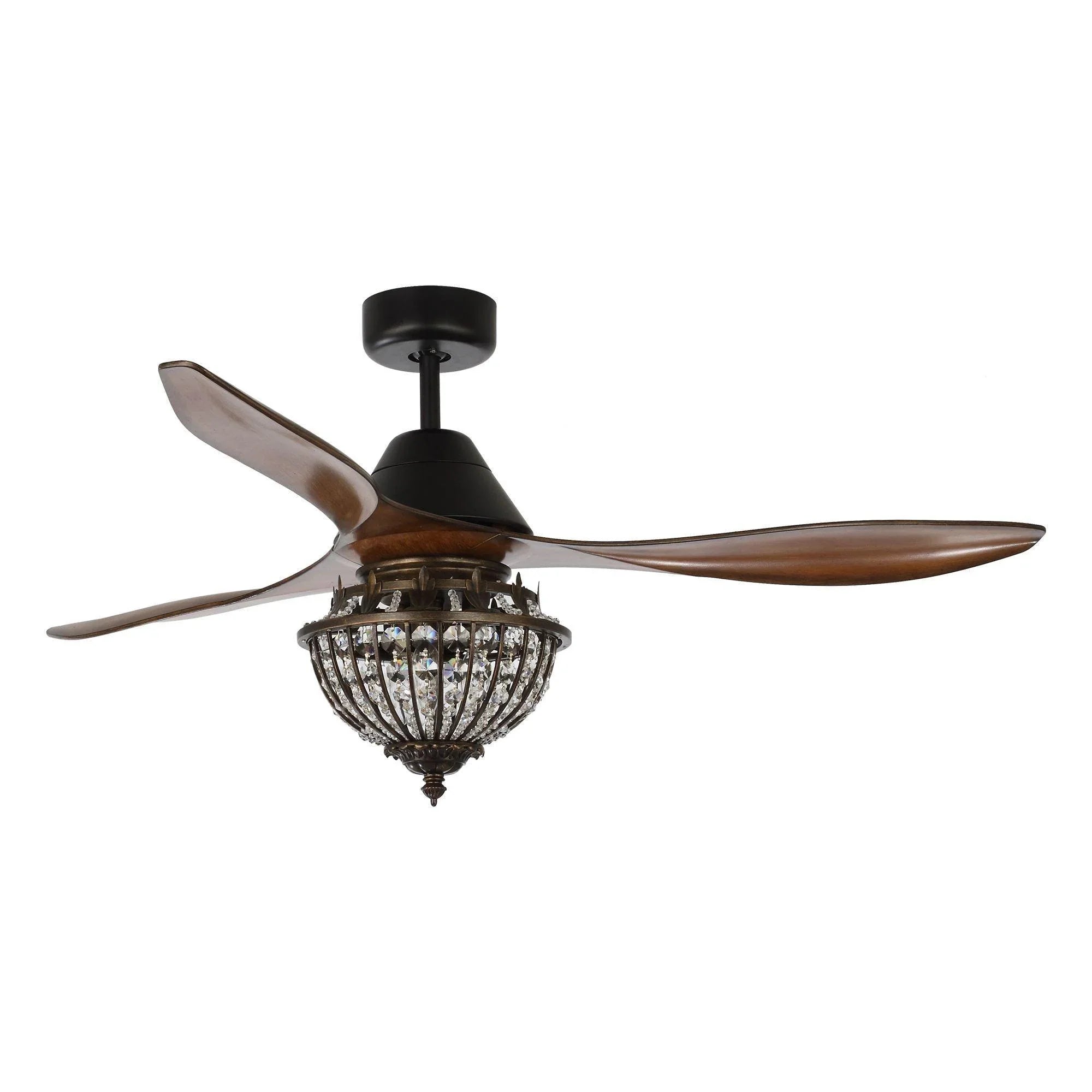 52" Vicky Rustic DC Motor Downrod Mount Reversible Ceiling Fan with Lighting and Remote Control - ParrotUncle