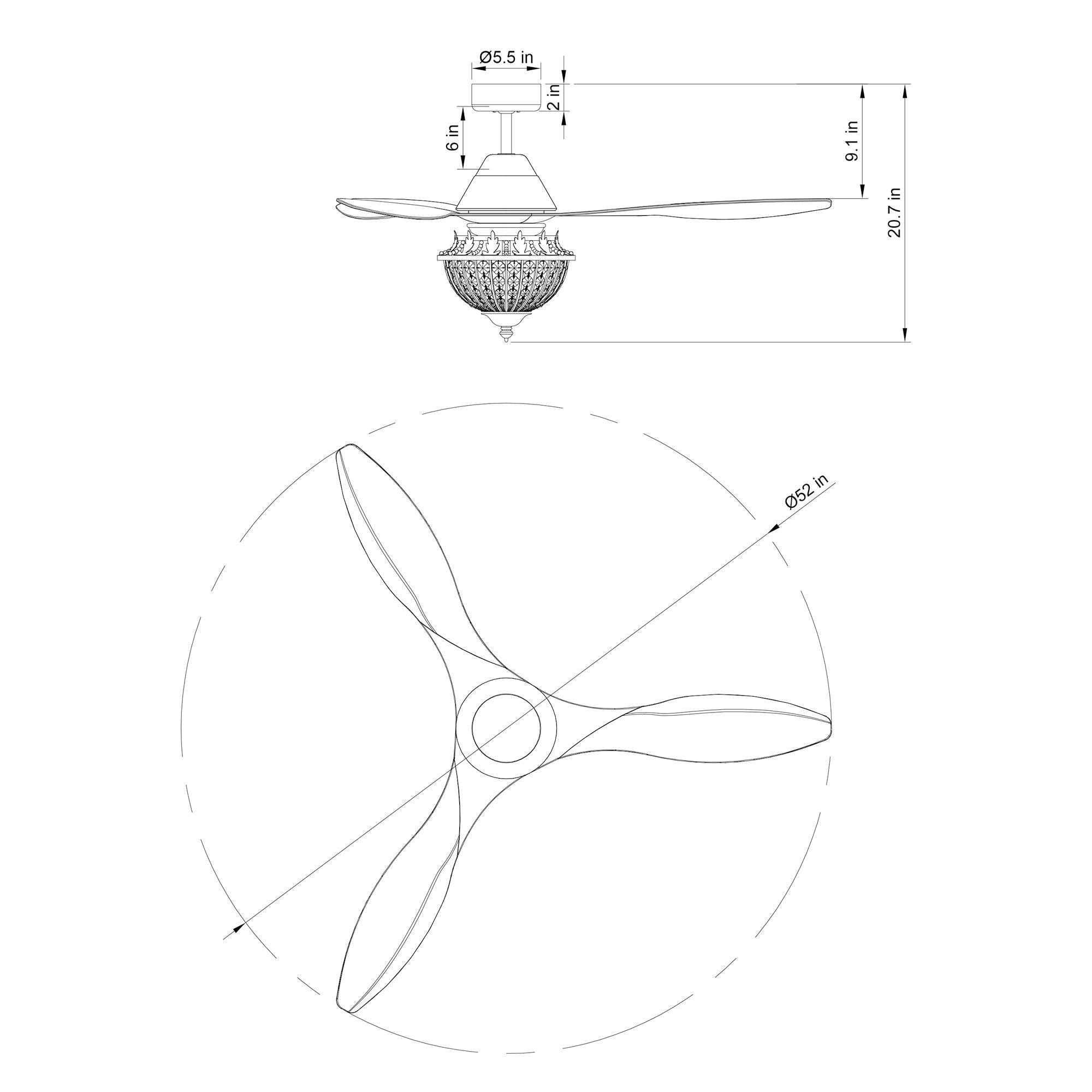 52" Vicky Rustic DC Motor Downrod Mount Reversible Ceiling Fan with Lighting and Remote Control - ParrotUncle