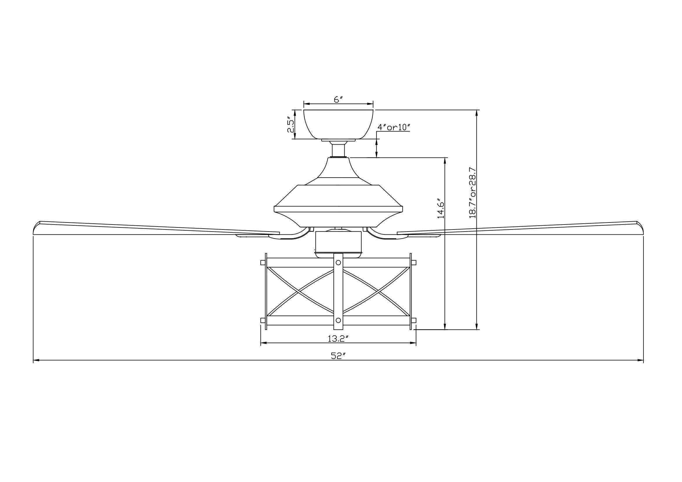 52" Wisner Industrial Downrod Mount Reversible Ceiling Fan with Lighting and Remote Control - ParrotUncle