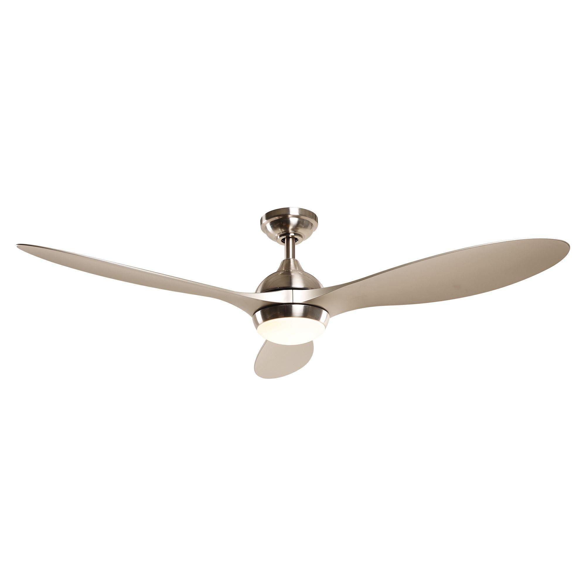 56" Bernardino Modern Brushed Nickel DC Motor Downrod Mount Reversible Ceiling Fan with Lighting and Remote Control - ParrotUncle