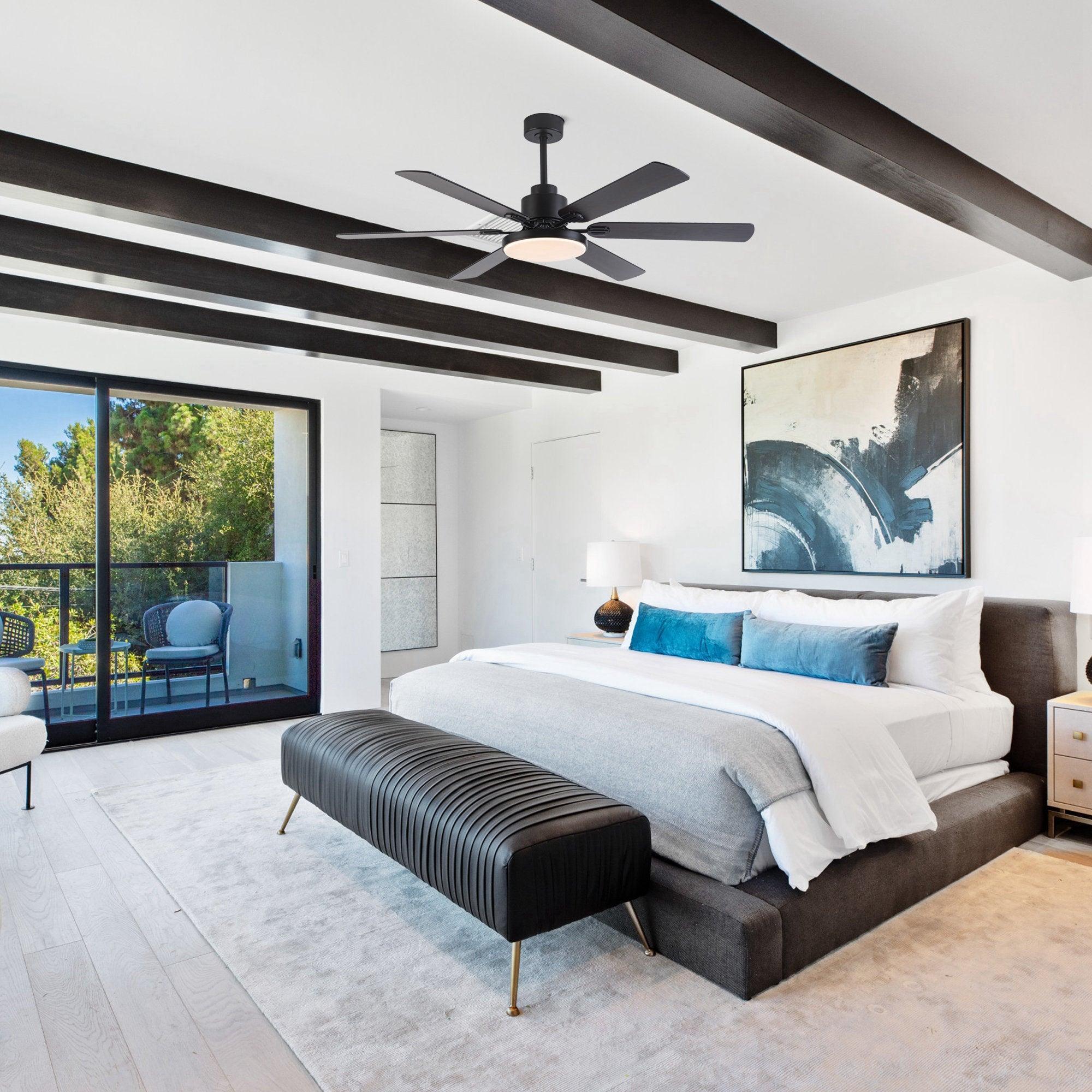 60" Modern DC Motor Downrod Mount Reversible Ceiling Fan with Lighting and Remote Control - ParrotUncle