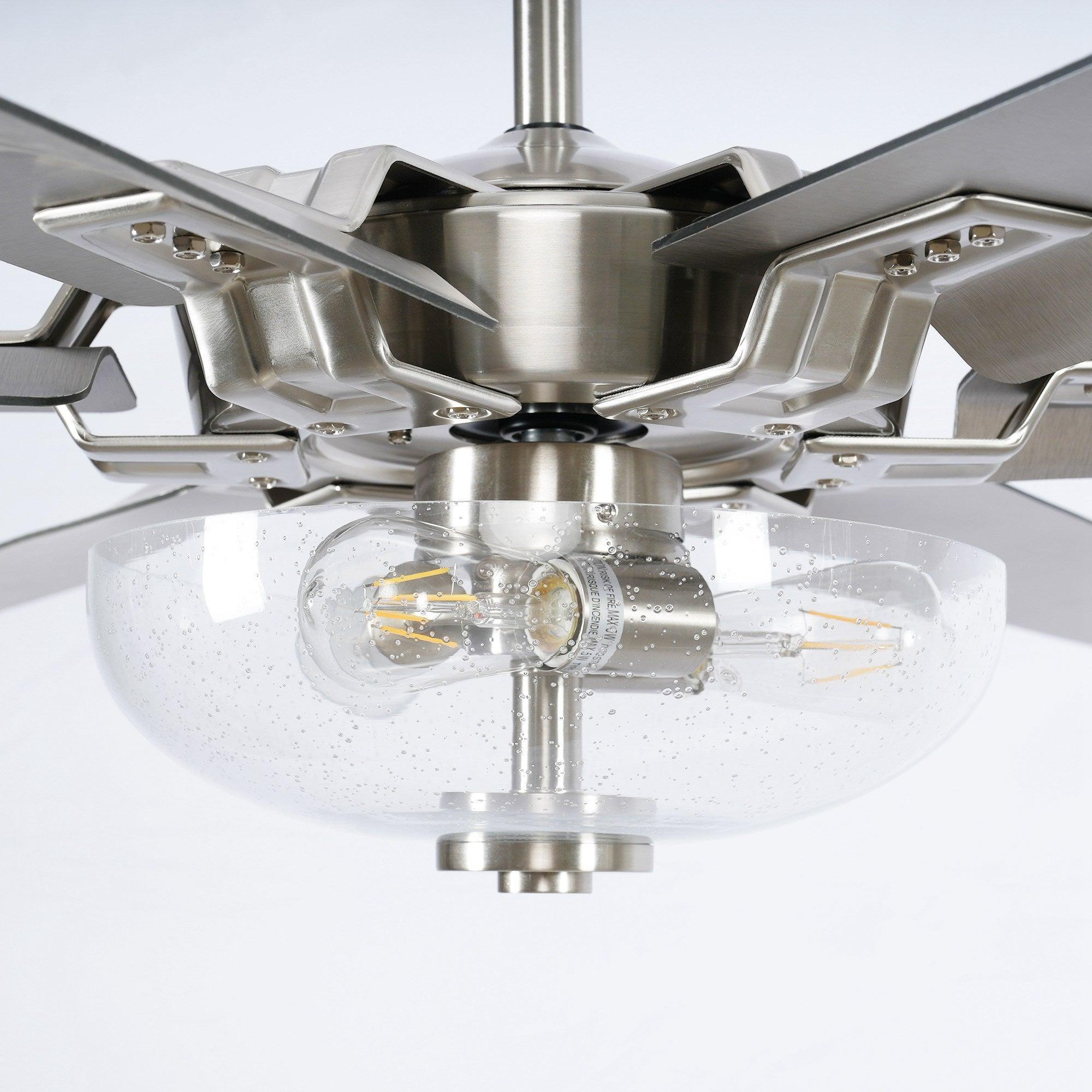 70" Modern Brushed Nickel DC Motor Downrod Mount Ceiling Fan with Lighting and Remote Control - ParrotUncle