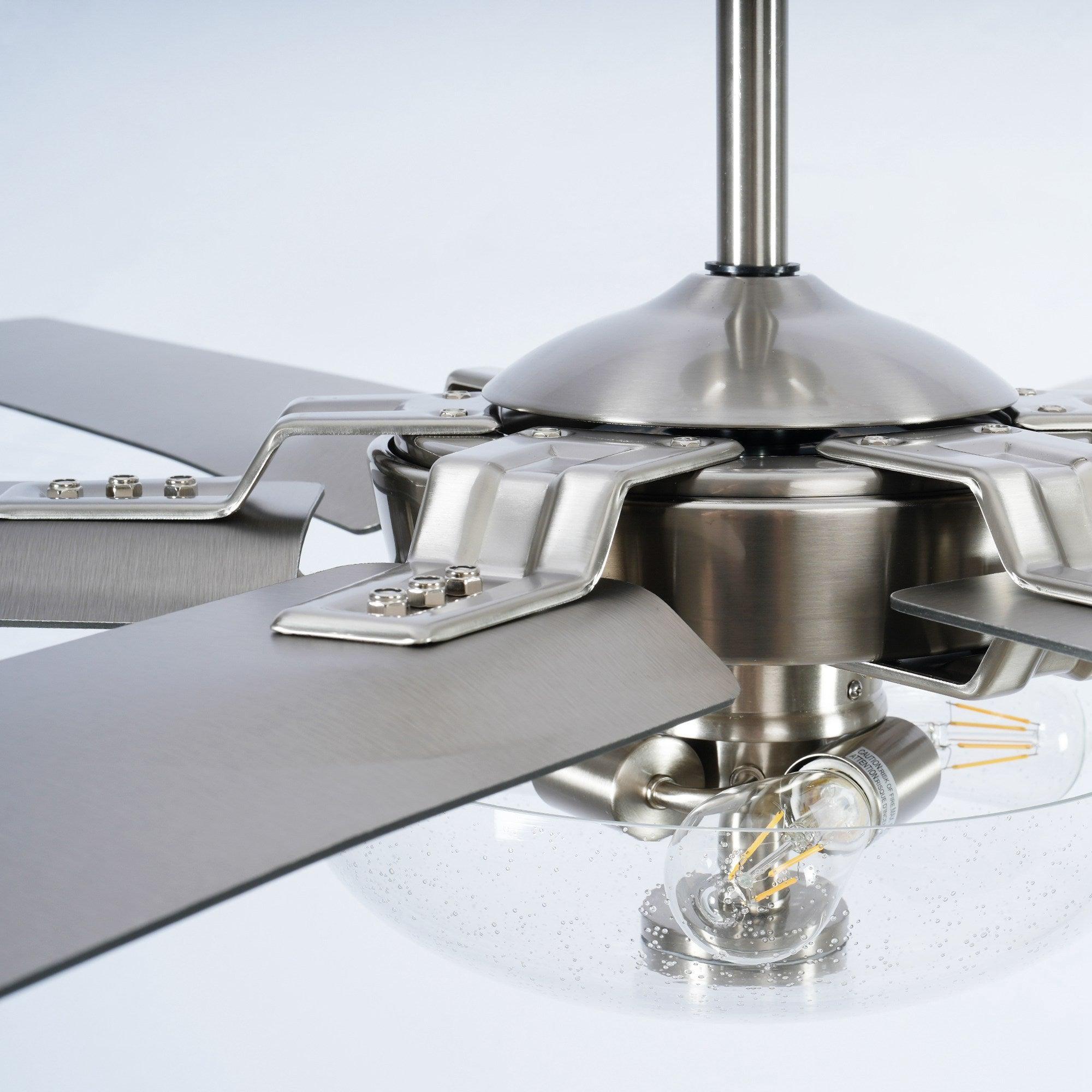 70" Modern Brushed Nickel DC Motor Downrod Mount Ceiling Fan with Lighting and Remote Control - ParrotUncle