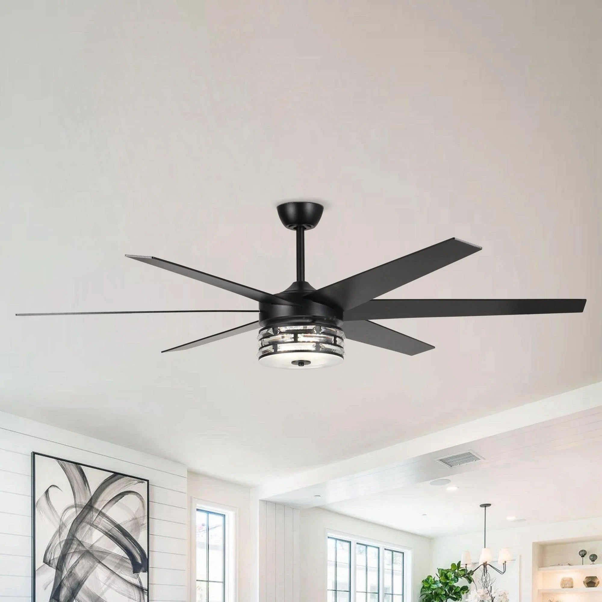 70" Modern DC Motor Downrod Mount Reversible Ceiling Fan with Lighting and Remote Control - ParrotUncle