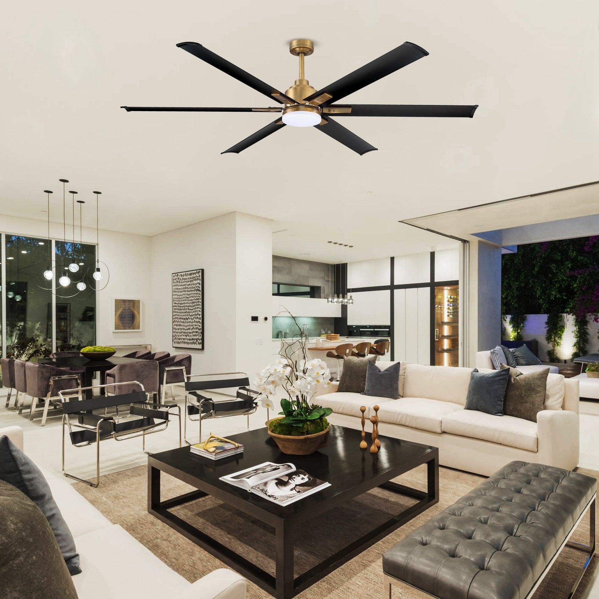 72" Bankston Modern DC Motor Downrod Mount Reversible Ceiling Fan with Lighting and Remote Control - ParrotUncle