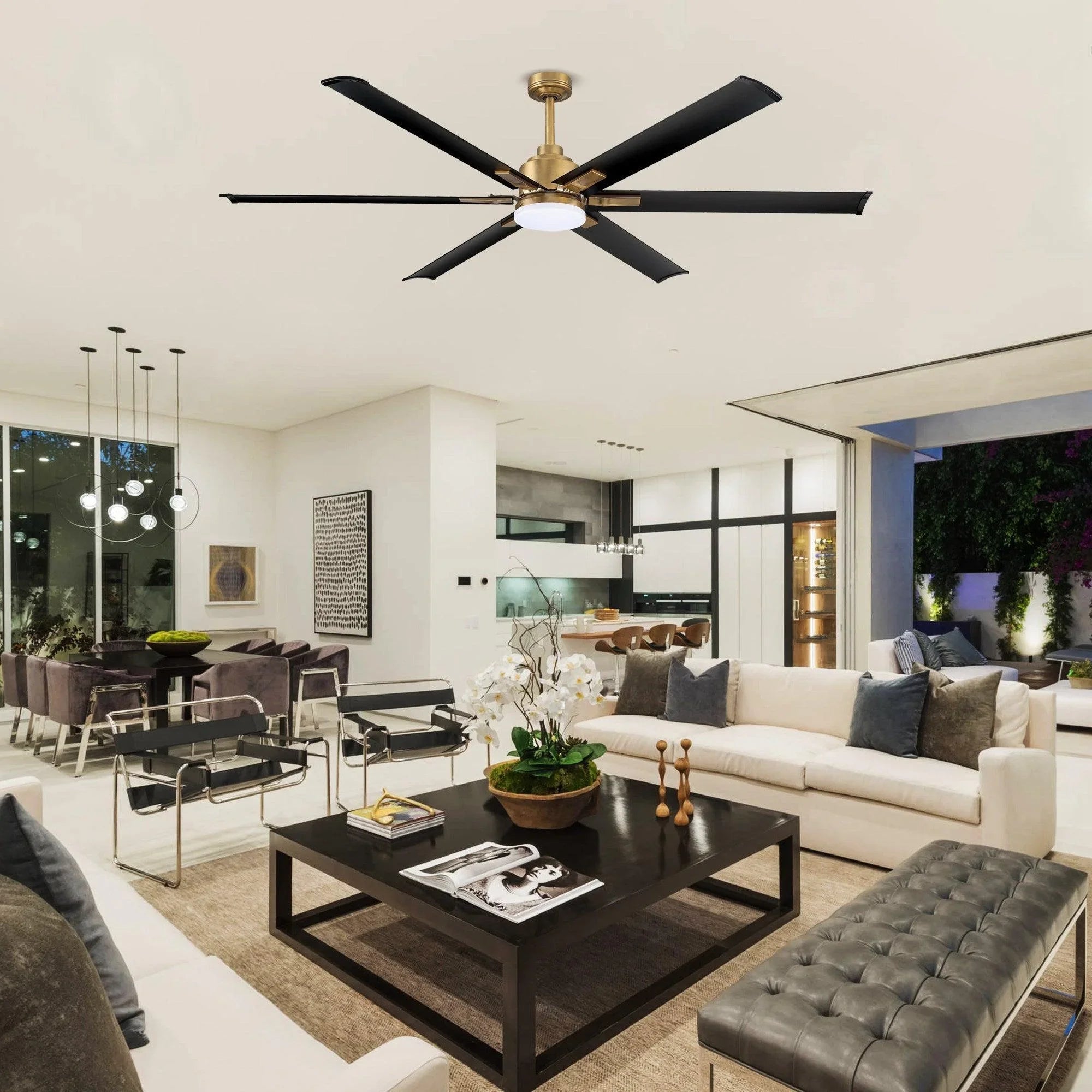 72" Bankston Modern DC Motor Downrod Mount Reversible Ceiling Fan with Lighting and Remote Control - ParrotUncle