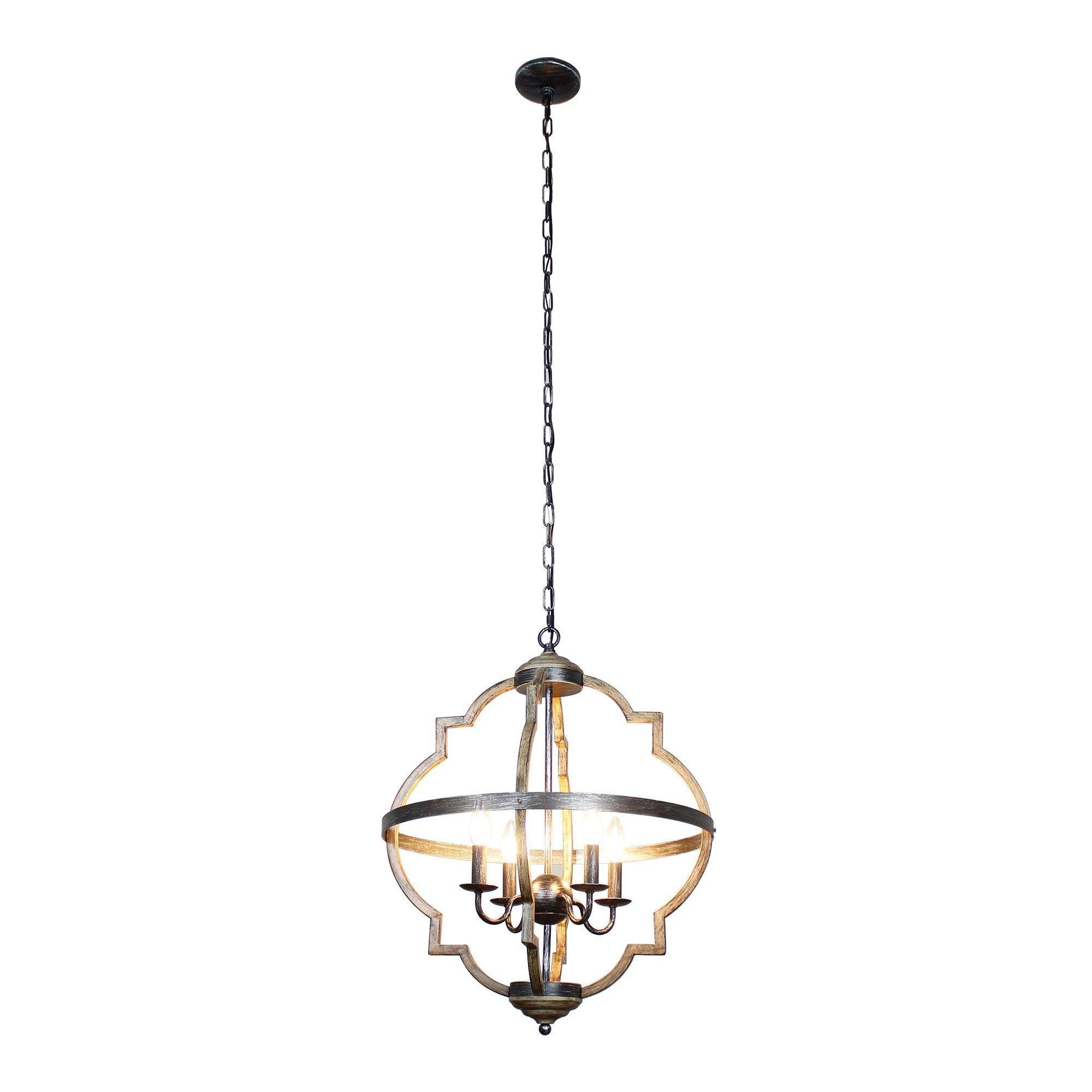 Bennington 4-Light Brown Wood Chandelier - ParrotUncle