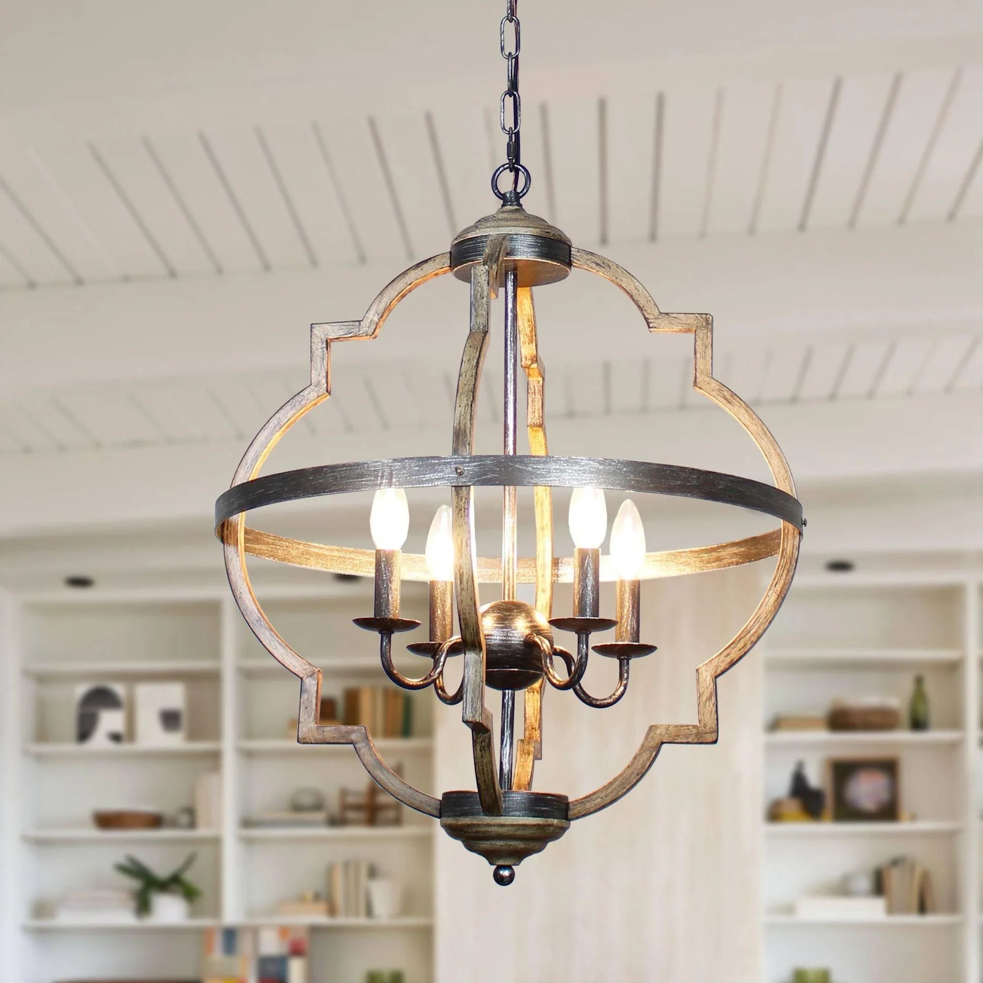 Bennington 4-Light Brown Wood Chandelier - ParrotUncle