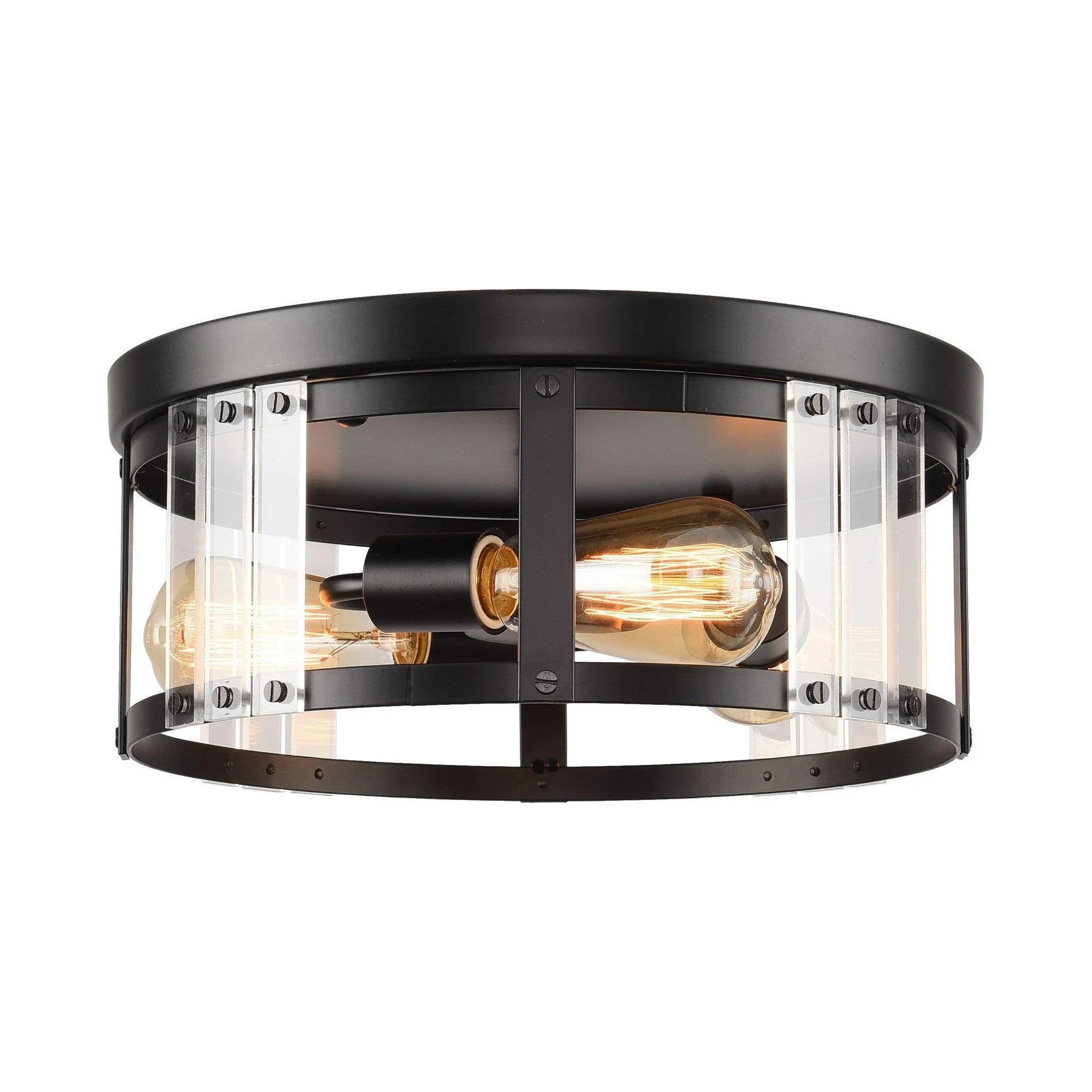 Black 3-Light Farmhouse Flush Mount Ceiling Light - ParrotUncle