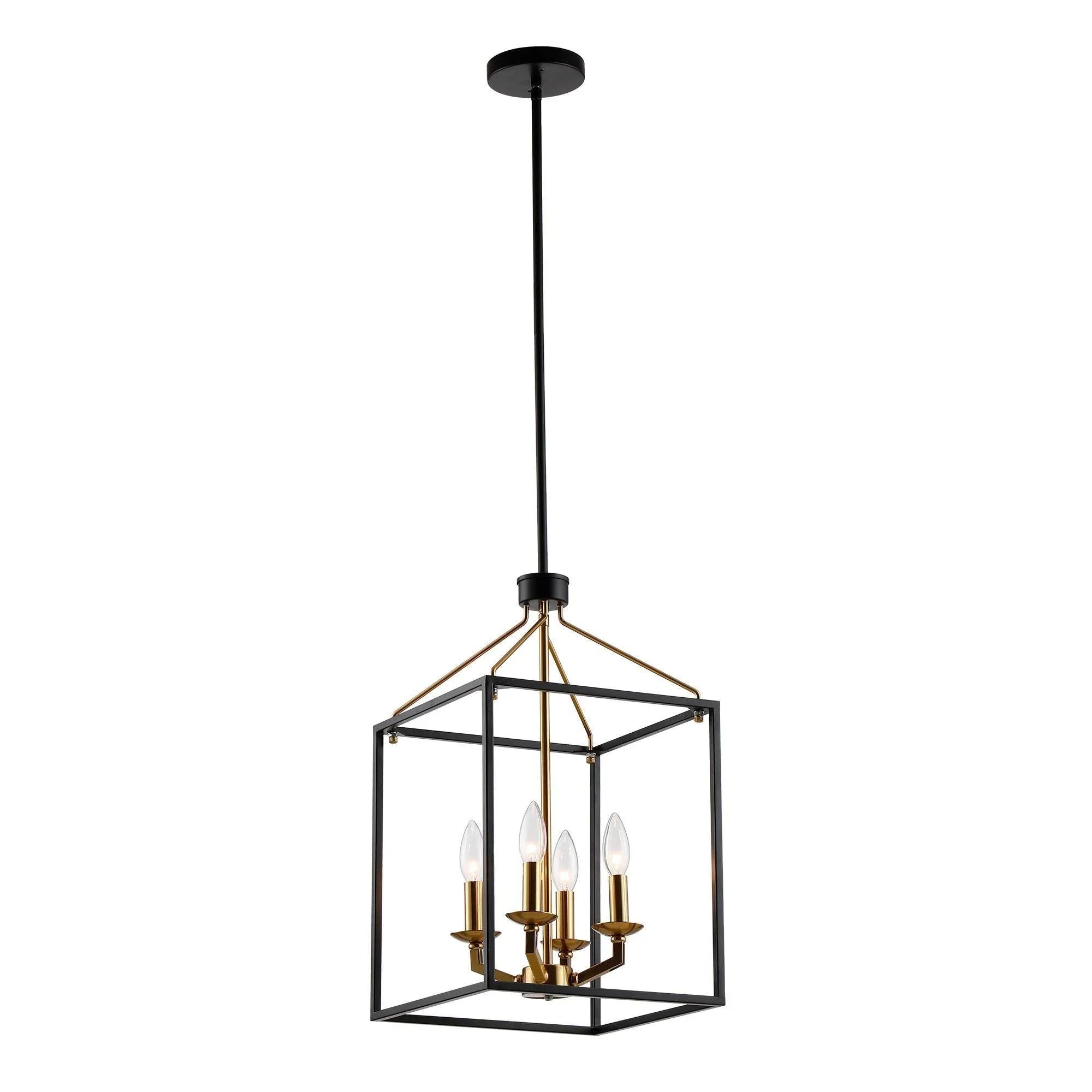 Haymarket 4-Light Matt Black and Golden Caged Chandelier - ParrotUncle