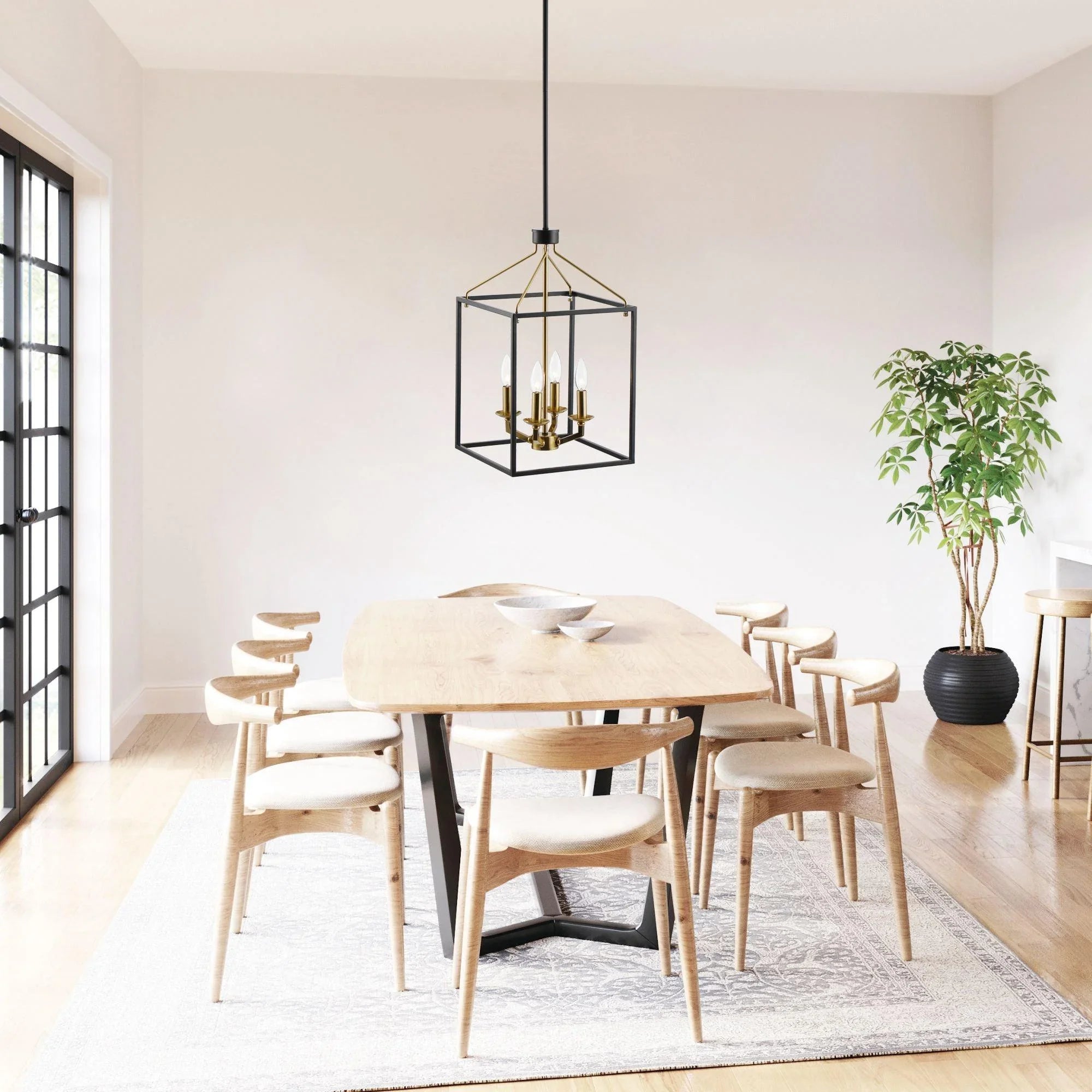 Haymarket 4-Light Matt Black and Golden Caged Chandelier - ParrotUncle