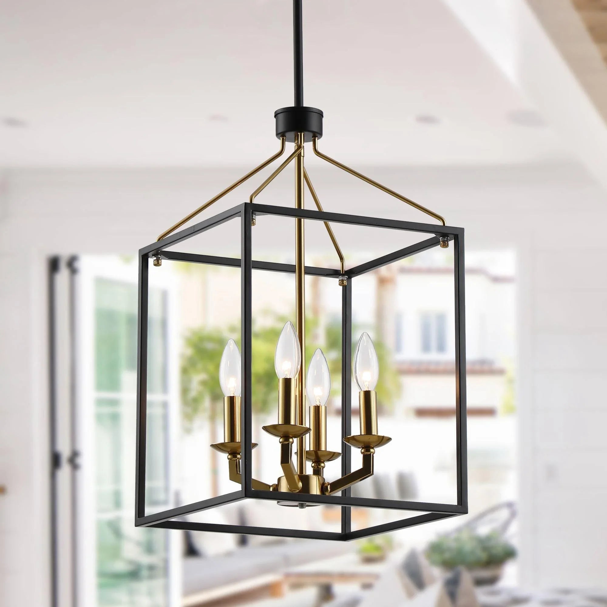Haymarket 4-Light Matt Black and Golden Caged Chandelier - ParrotUncle