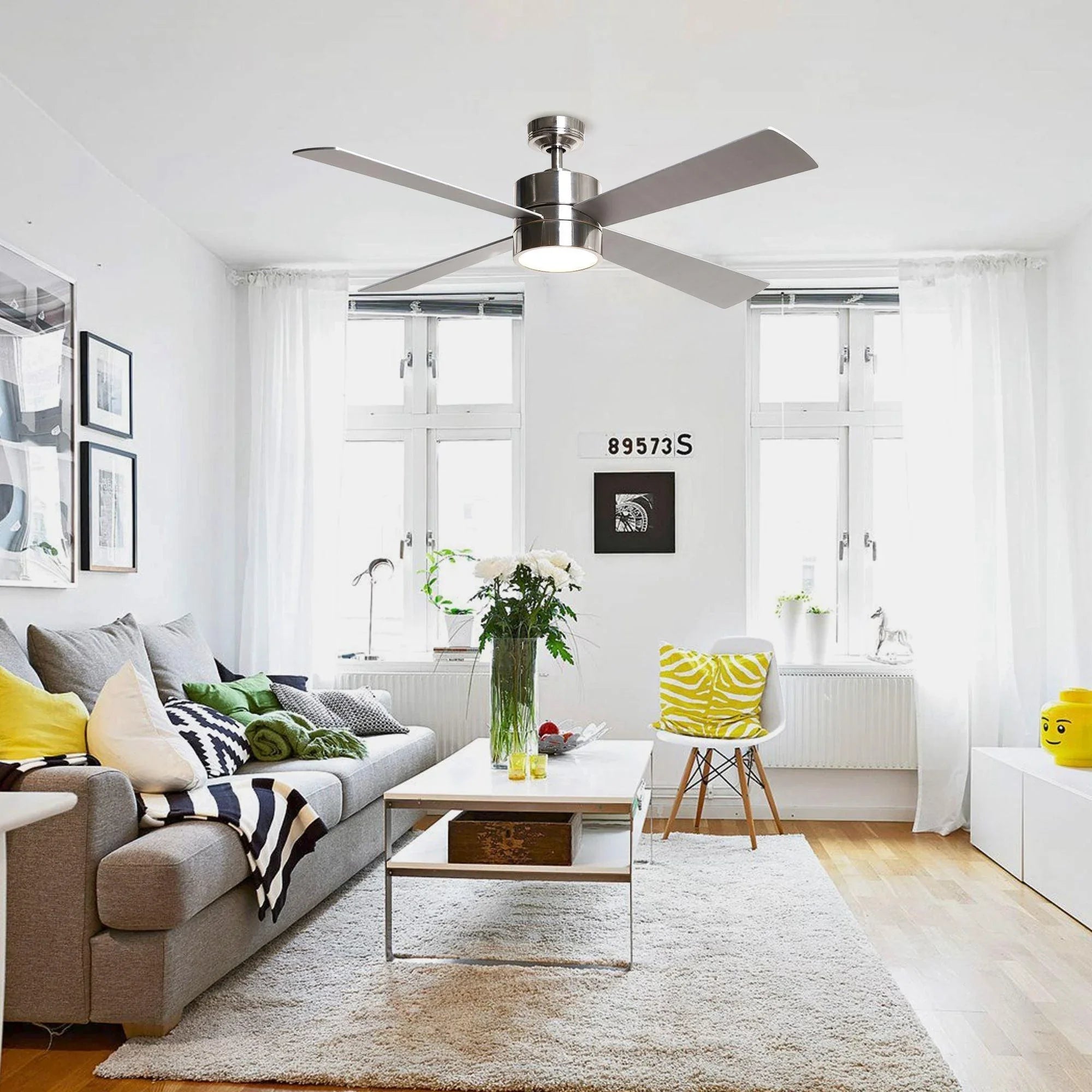 Parrot Uncle 52" Bucholz Industrial Downrod Mount Reversible Ceiling Fans with Integrated Lights and Remote Control - ParrotUncle