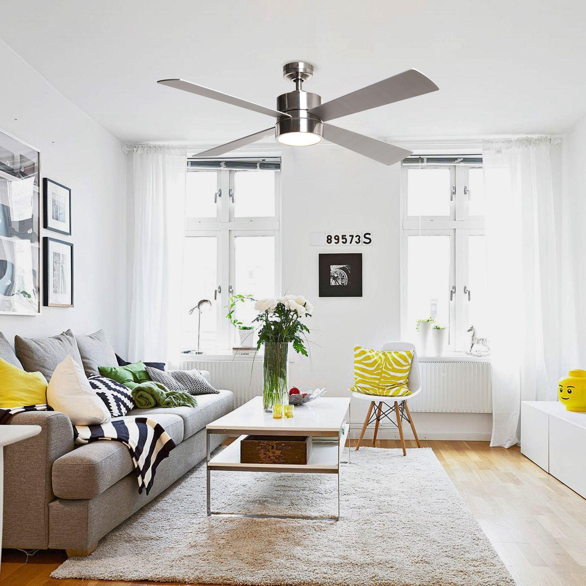 Parrot Uncle 52" Bucholz Industrial Downrod Mount Reversible Ceiling Fans with Integrated Lights and Remote Control - ParrotUncle