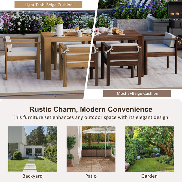 Outdoor 7-Piece Patio Table and Chairs Set for 6 with 72.8" Rectangle Table, Removable Cushions for Backyard, Garden, Poolside