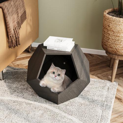 Mueble moderno para mascotas de 25,98 pulgadas, transportador de gatos, mesa auxiliar de sofá, macetero de MDF, mueble multifuncional, zumaque birmano