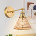 1-Light Modern Golden Wall Scone Light with Wooden Beads - ParrotUncle