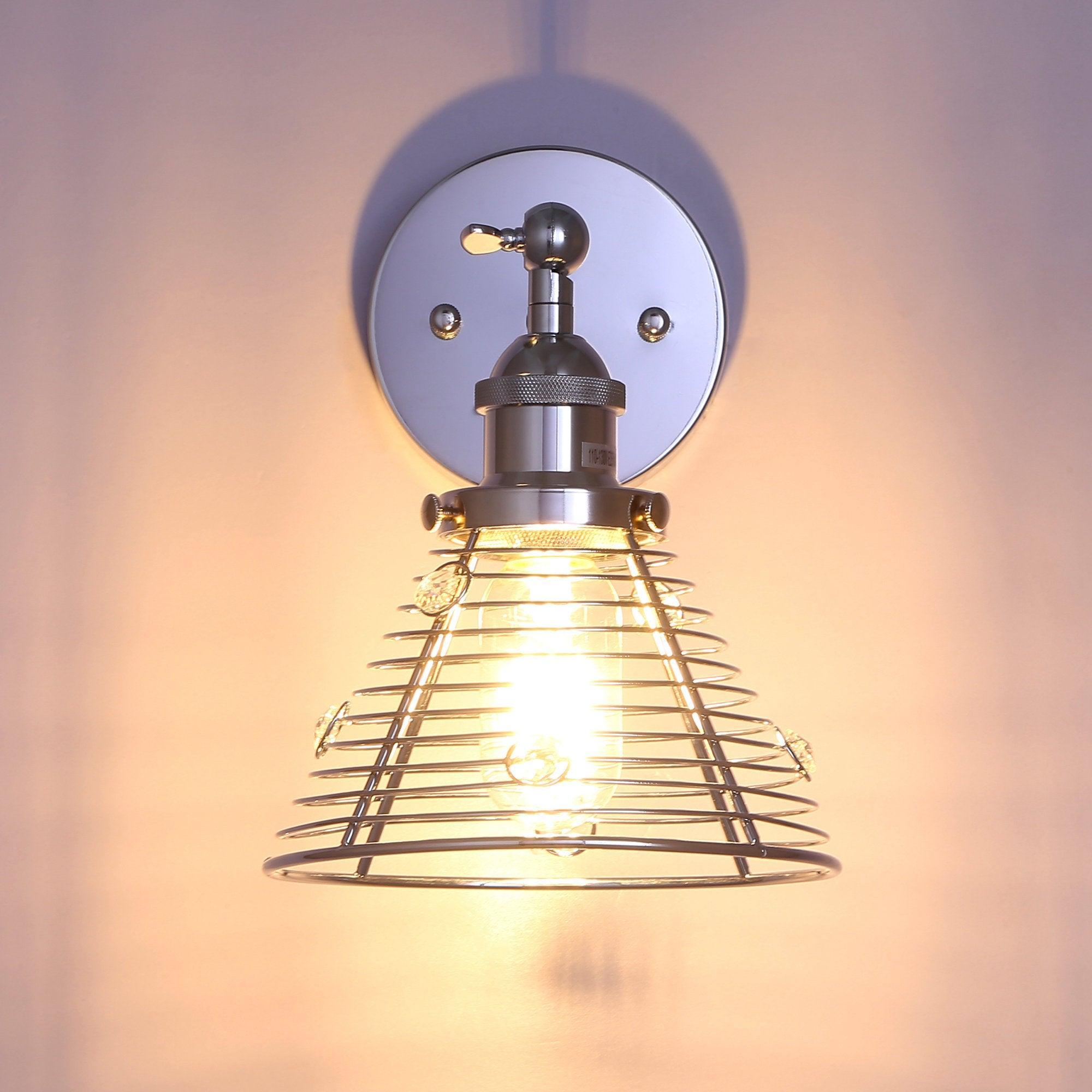 1-Light Modern Silver Wall Scone Light - ParrotUncle