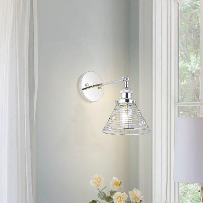 1-Light Modern Silver Wall Scone Light - ParrotUncle