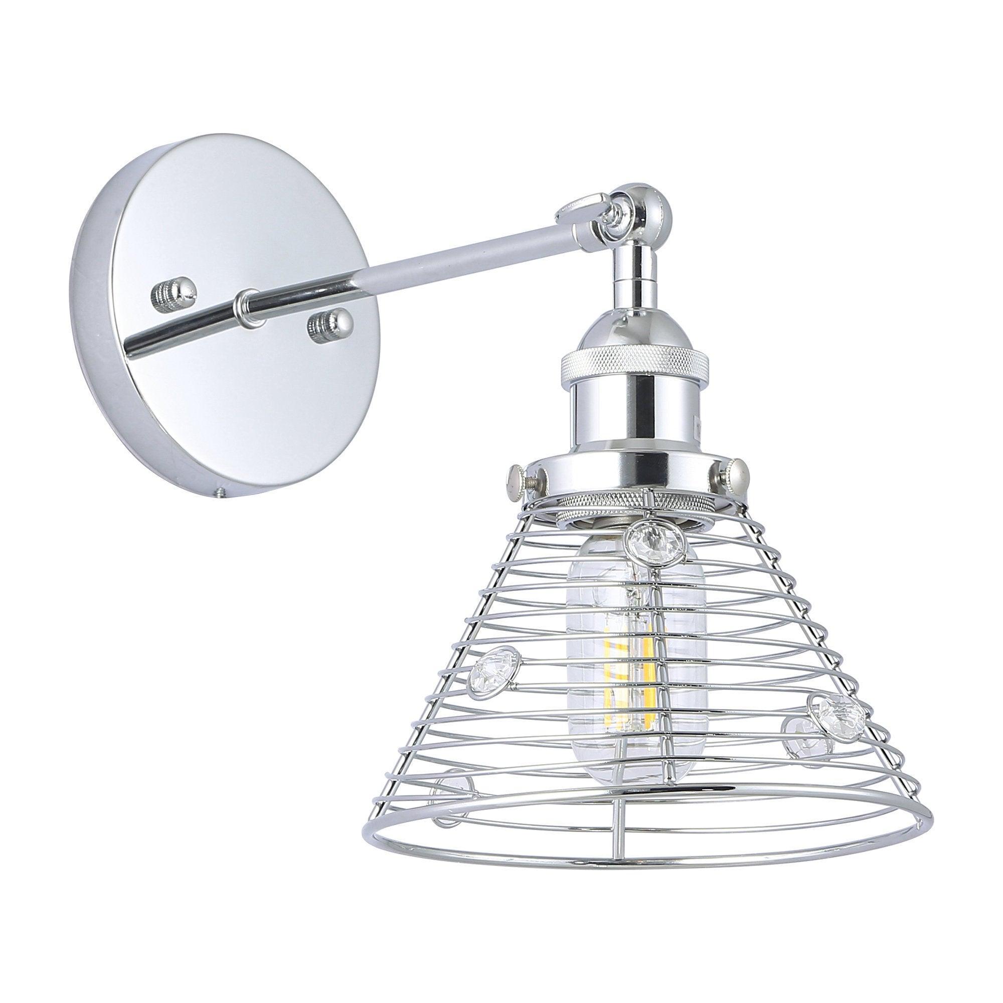 1-Light Modern Silver Wall Scone Light - ParrotUncle