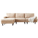 104.6" Modern Dark Gray/Beige Fabric Sofa L Shape 3 Seater with Ottoman - ParrotUncle