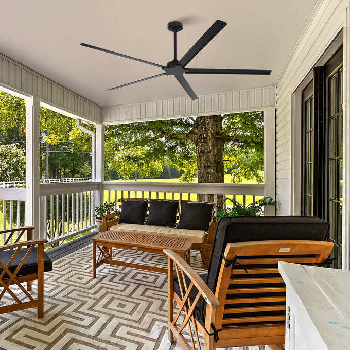 72 Inch 84 Inch Winni All-Aluminum IPX4 Outdoor Ceiling Fan with Remote Control