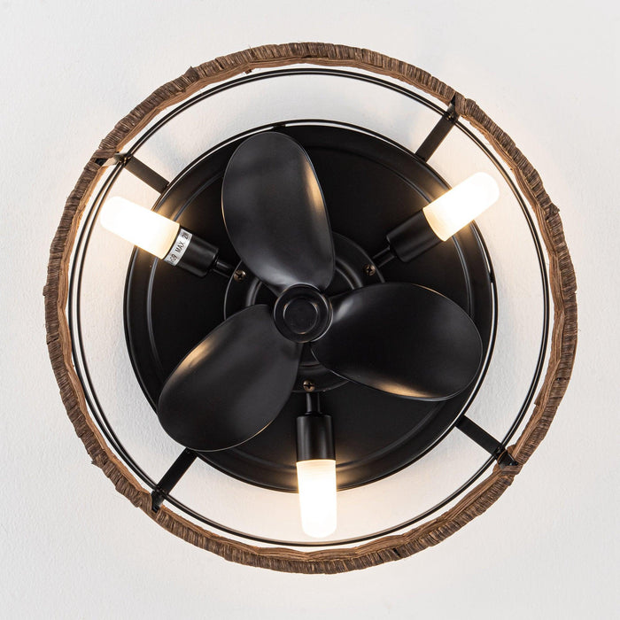 13" Farmhouse Flush Mount Reversible Ceiling Fan with Lighting and Remote Control - ParrotUncle