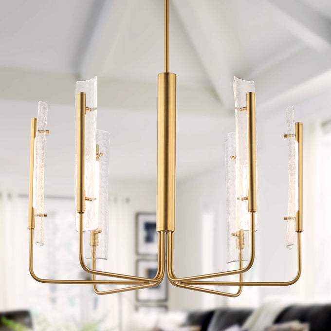 Perimost 34 Inch Faithe 6-Light Golden Luxury Chandelier