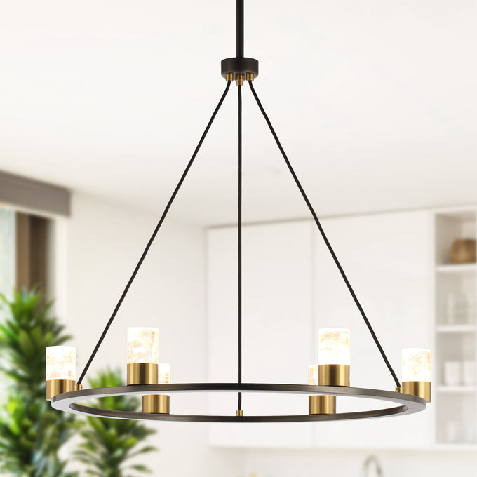 Perimost 31 Inch Alma 6-Light Black Modern Luxury Chandelier