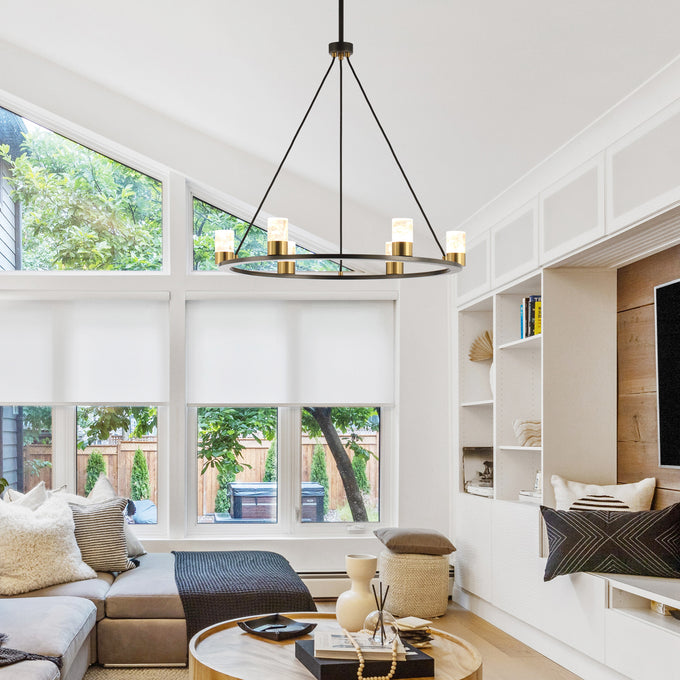 Perimost 31 Inch Alma 6-Light Black Modern Luxury Chandelier