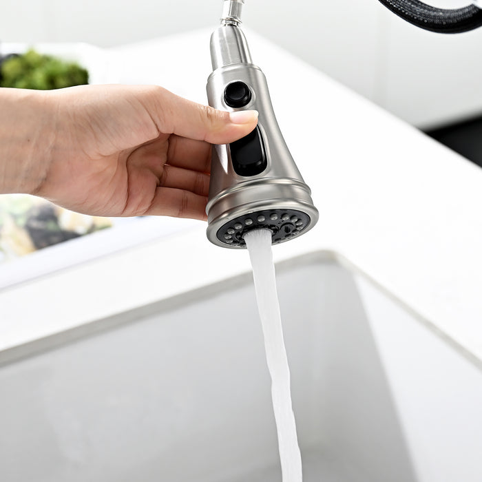 8" Two-handle Bridge Kitchen Faucet in Black & Brush Nickel