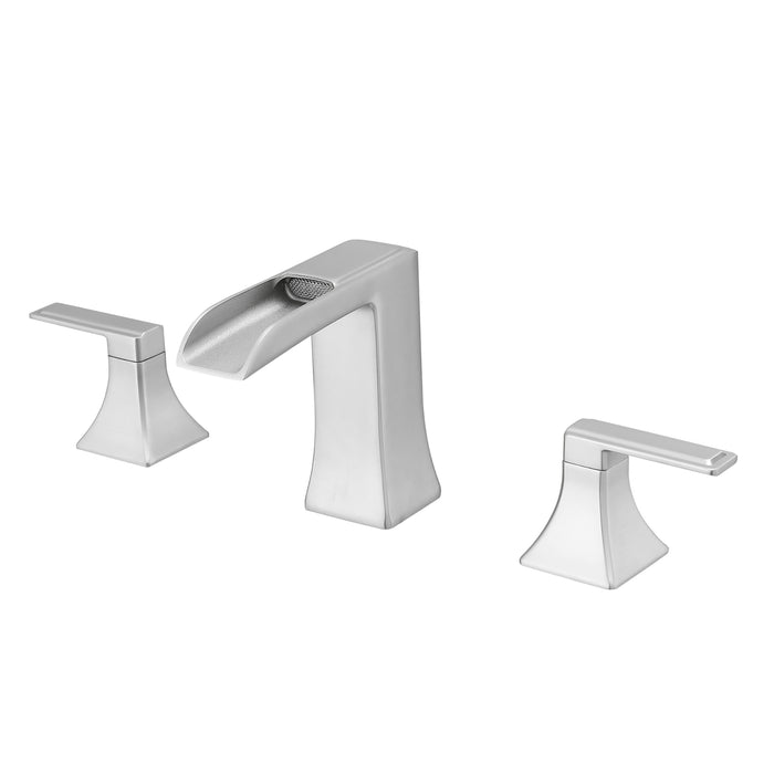 Modern 2 Handle 3 Hole Deck Mounted Bathroom Faucet with Drainer