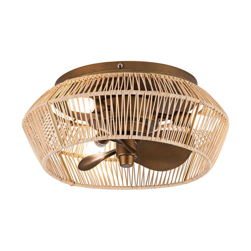 14 "Granja DC Motor Flush Mount Reversible Hierro Ventilador de Techo con Iluminación LED y Control Remoto