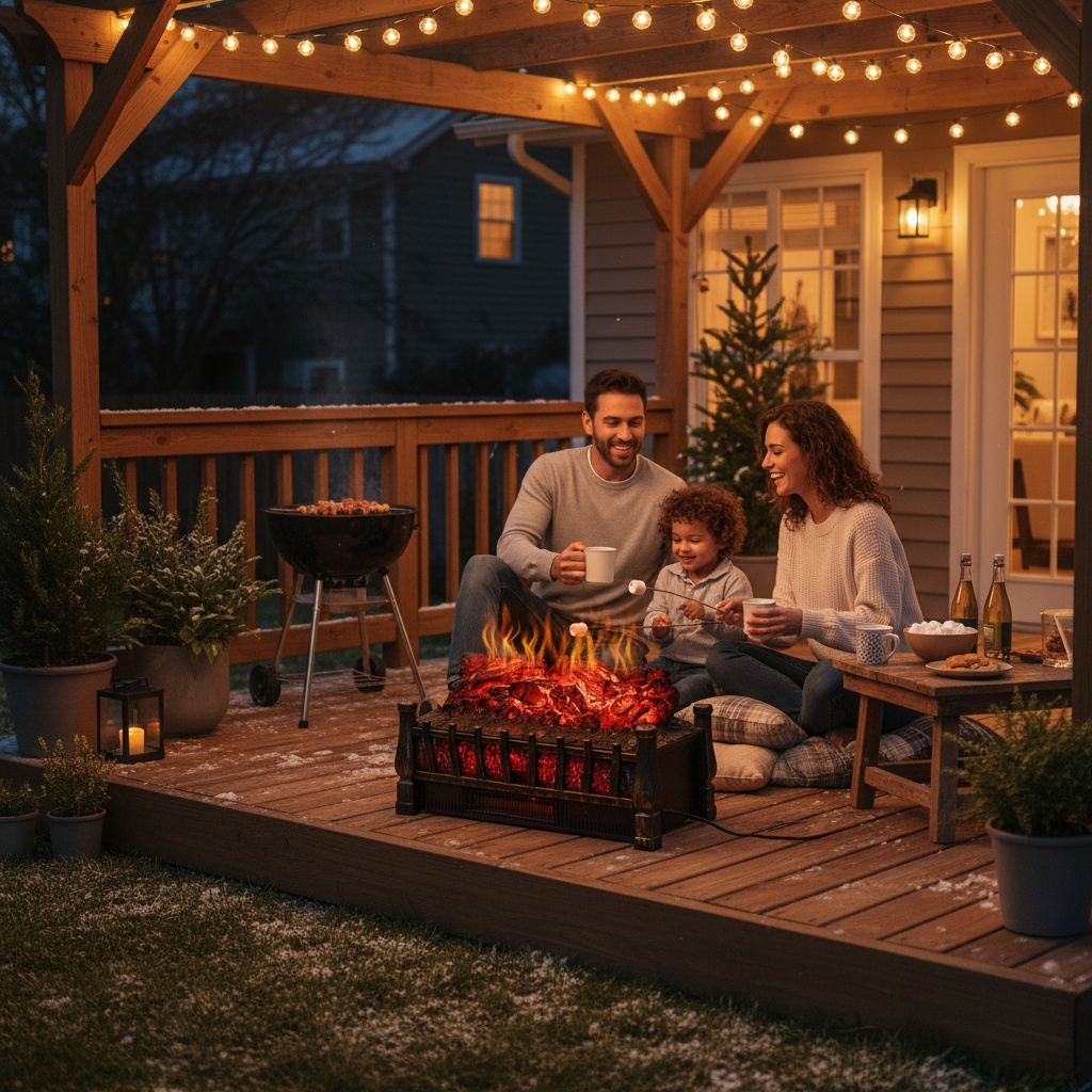 Chimenea eléctrica negra de una sola configuración de calor con llama y control remoto