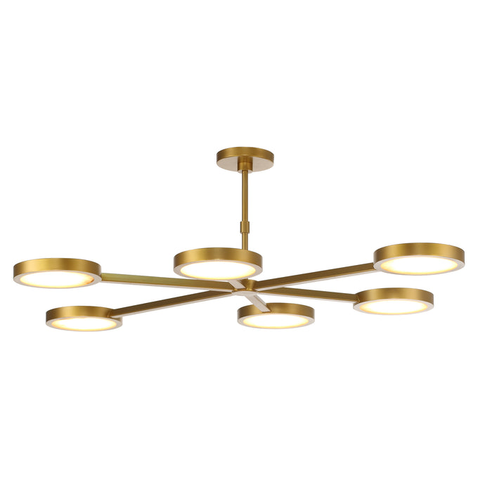 Perimost 52 Inch Golden Modern Six Round LED Luxury Chandelier