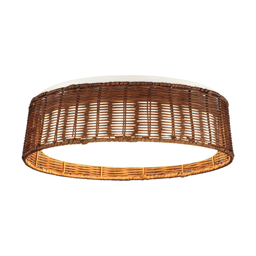 16.5" Traditional Brown Rattan Flush Mount Lighting with LED - ParrotUncle