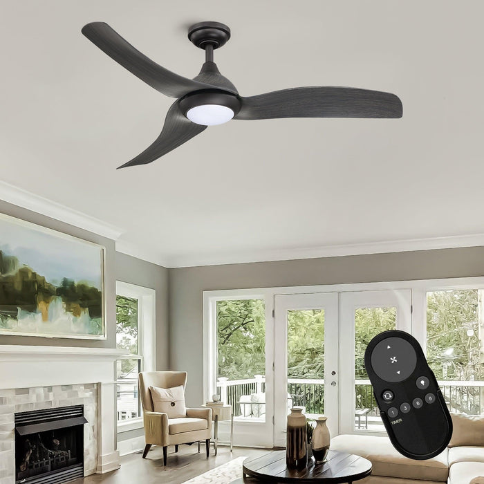 Ventilador de techo reversible con motor CC industrial de 52" con iluminación LED y control remoto