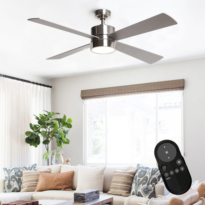 Ventilador de techo reversible Bucholz Industrial de 52" con iluminación y control remoto