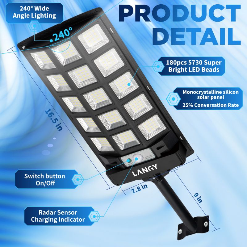 60W 90W Solar Outdoor Dusk to Dawn Lights with Remote Control