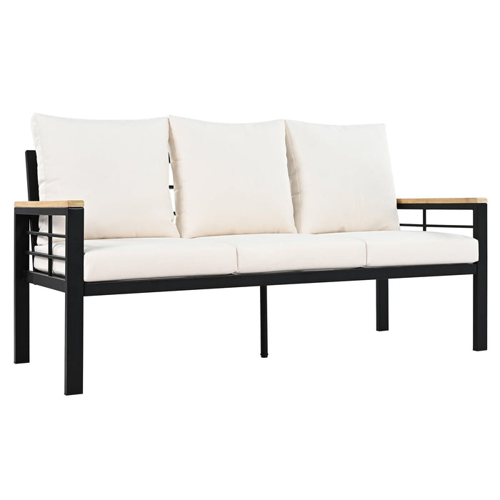 Conjunto de 5 piezas para patio exterior con sofá de 3 plazas y cojines para patio, piscina y jardín.